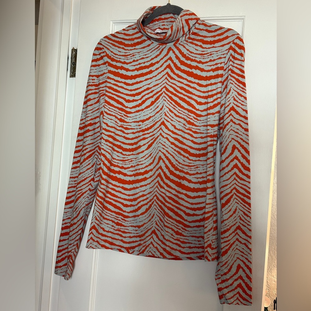 Proenza Schouler Orange and Light Blue Patterned Top